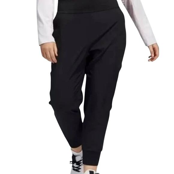 ADIDAS Women's Woven Stretch Golf Jogger Pant Black Cropped NWT Womens Plus 2X - Picture 1 of 8